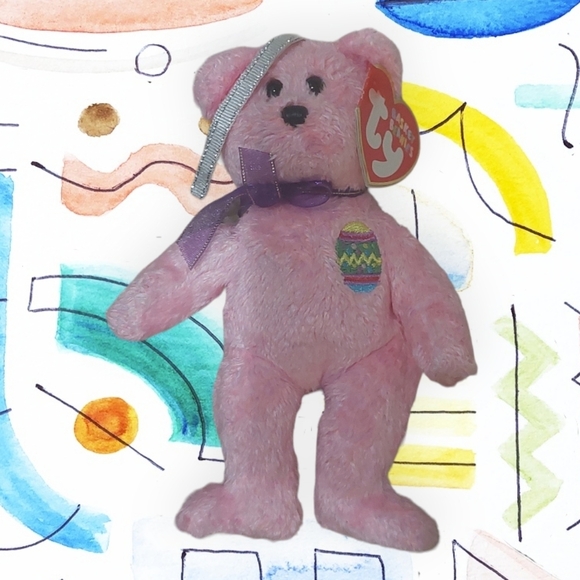 Ty Teenie Beanie "EGGS" Easter Sping Pink Bear 2001- 5" Classic Mini Collection - Picture 4 of 7